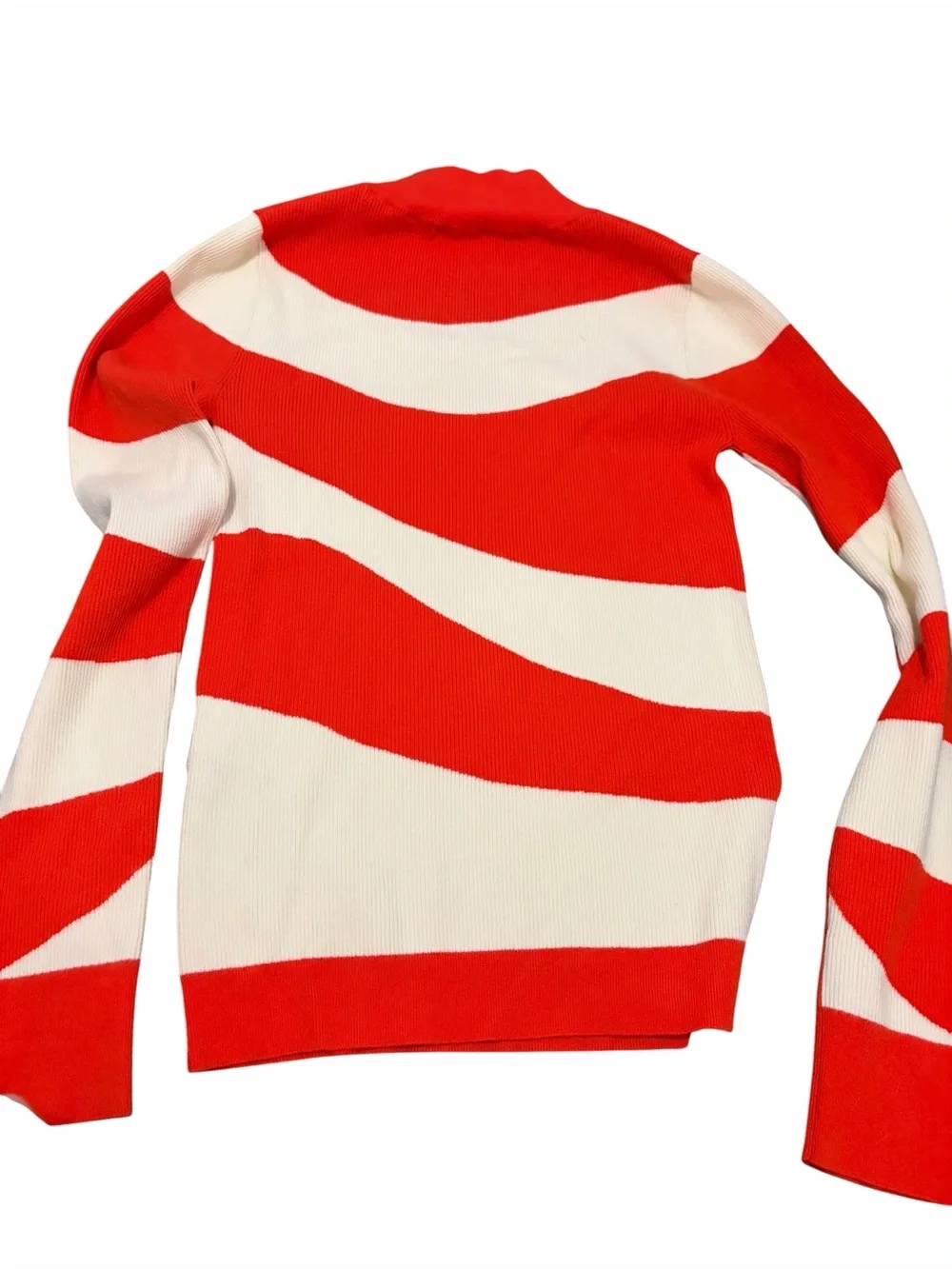 Essentials Red & White Wave Stripe Turtleneck